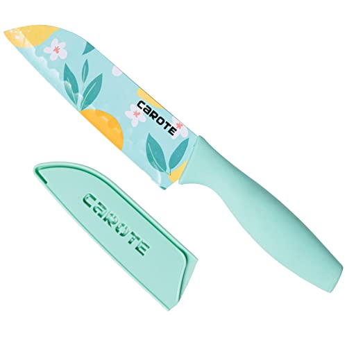 CAROTE Knife Kitchen Knife Chef Knife Color Printing Santoku Knife & Non-Slip Handle with Blade