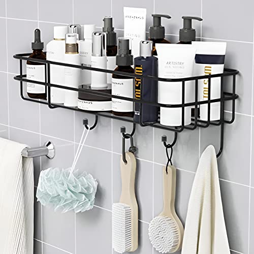 Plantex GI Steel Self-Adhesive Multipurpose Bathroom Shelf with Hooks/Towel Holder/Rack/Bathroom