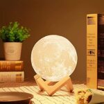 RUCON® 3D Moon Night lamp with Wooden Stand, 7 Multi Colors Changing Touch Sensor for Adult and