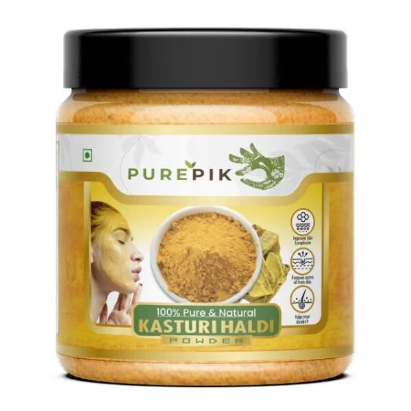 Pure Pik Organic Kasturi Haldi Powder For Face Beauty (200 Gram) Jar Pack | Wild Turmeric
