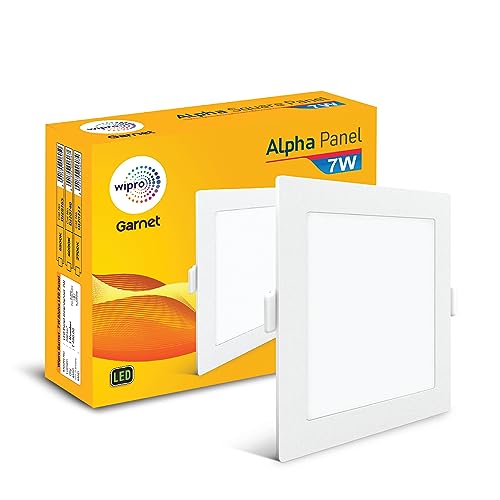 wipro Garnet 7W Square LED Alpha Panel | Warm White Light (2700K) | Recessed Down Light for False