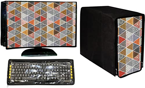Cresset 3 in 1 Dustproof Printed Computer Cover Full Set Combo for 22 Inch Desktop PC Monitor, CPU