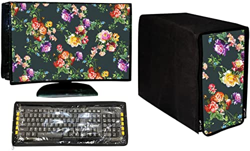 Cresset Full Set 3 in 1 Dustproof Printed Computer Cover Combo for 18 Inch Desktop PC Monitor, CPU