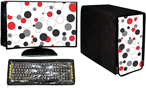 Cresset Full Set 3 in 1 Dustproof Printed Computer Cover Combo for 22 Inch Desktop PC Monitor, CPU