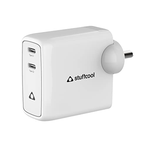 Stuffcool Neo 45W Dual Type C Port Fast Wall Charger with PD/PPS for iPhones, iPads, Galaxy Phones,