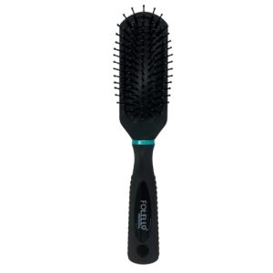 FOLELLO Premium Collection Round Paddle Hair Brush for Men & Women (Black), Detangler Comb for All