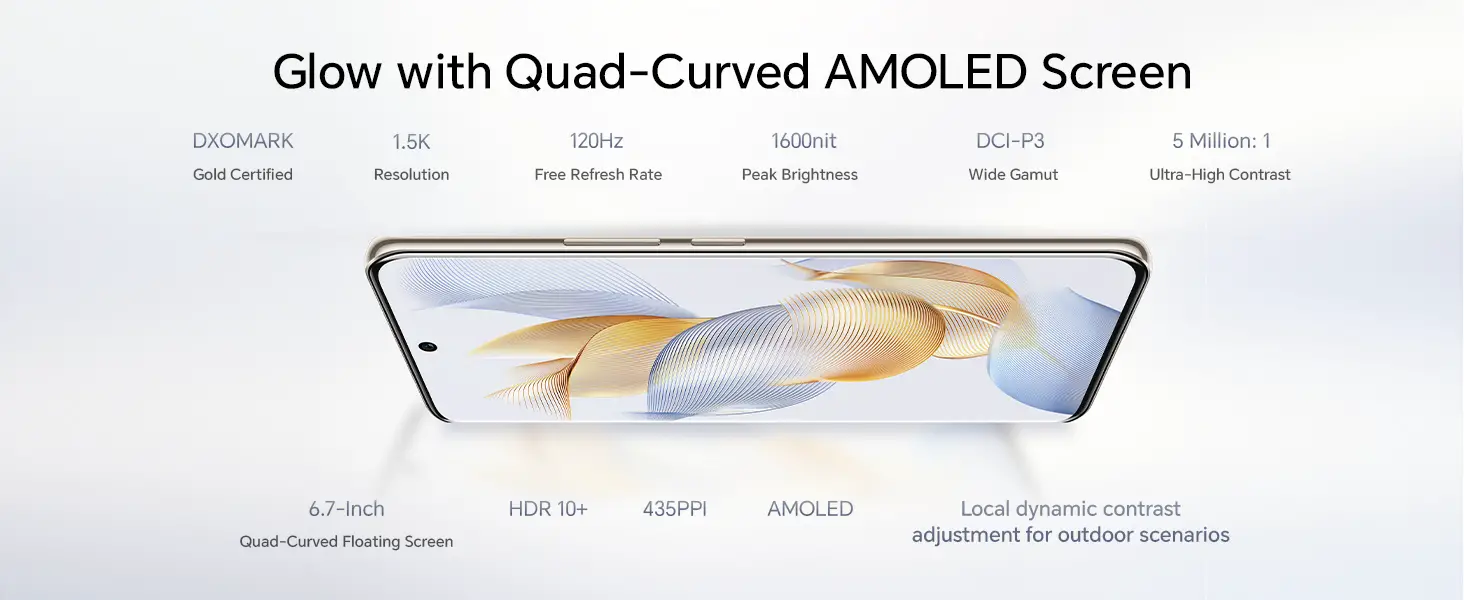 HONOR 90 Quad-Curved AMOLED Screen Features