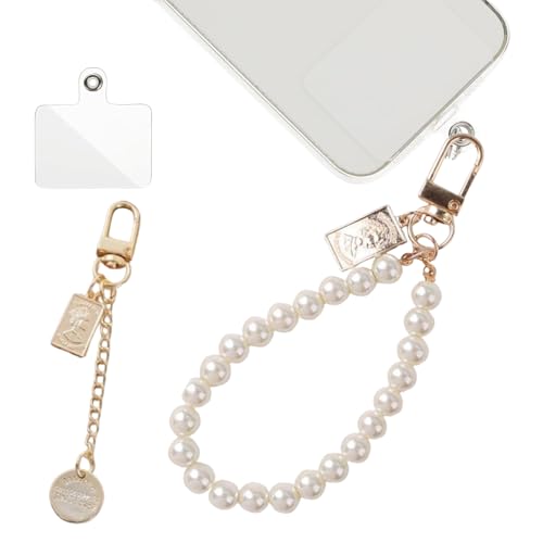 SHOPVILLA Universal Phone Pearl Lanyard Keychain, Mobile Phone Chain Beads with Charms, Phone