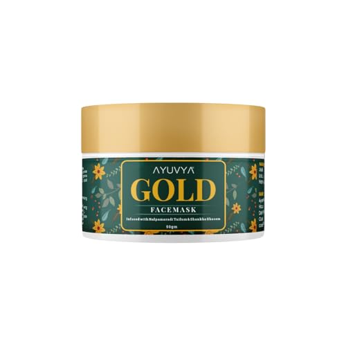 Ayuvya Gold Face Mask for Glowing Skin, Brightening, Purifying, and Rejuvenating, Instant Facial