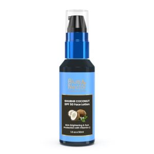 Blue Nectar Coconut Sunscreen SPF 50 Lotion | No White Cast, Plant Based Photostable Sunscreen with