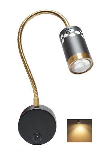 Mufasa 3 Watts Black Gold LED Bedside Wall Light Surface Mounted Spotlight Reading Light Night Lamp