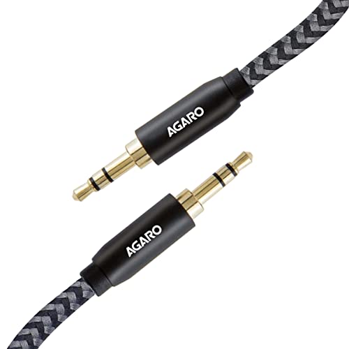 AGARO 3.5mm Audio Cable Nylon Braided 24K Gold Plated Aux Cord Male to Male Stereo Hi-Fi Sound for