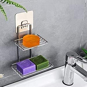 ANNIE Double Layer Soap Box Stainless Steel Soap Holder Rack Waterproof Kitchen Bathroom Soap Dish