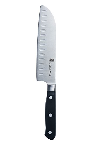 Amazon Brand - Solimo Premium High-Carbon Stainless Steel Santoku Knife, Black
