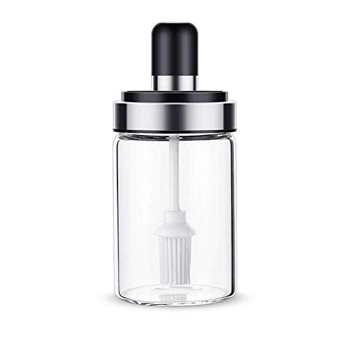 ZDQTRA Borosilicate Glass Food Storage Jar with Brush for Ghee, Butter, Oil & Stoppers,oil storage