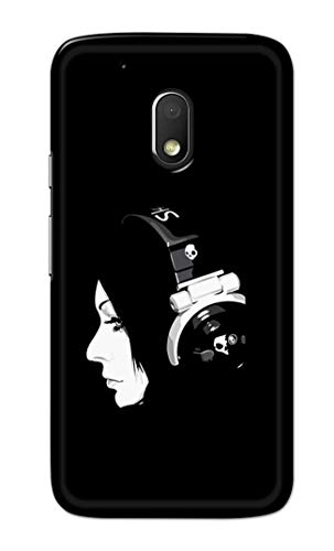 PRINTFIDAA Girl Listening Music with Headphones Coal Background Printed Designer Case for Moto G
