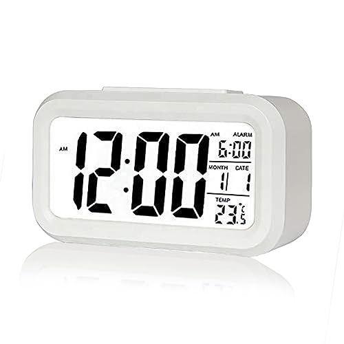 Kadio Digital Alarm Clock,Battery Operated Small Desk Clocks,with Date, Indoor Temperature,Smart