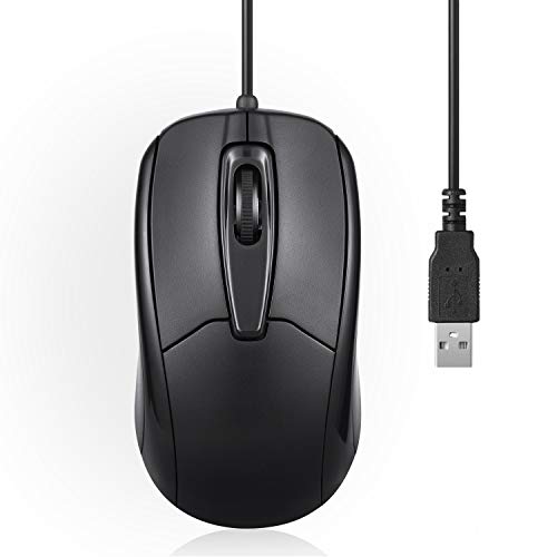 Perixx PERIMICE-209 3 Button USB Wired Mouse - Optical - 1000 DPI - 6 Ft Cable - Black