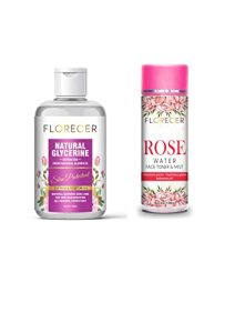Florecer 100% Pure Rose Water 120 Grams + Pure & Unscented Glycerine - Pharmaceutical Grade, 100%