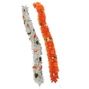 Gozby WellPoint Gajra hair accessories for women White & Orange Color Jasmine Flower Fabric Gajra