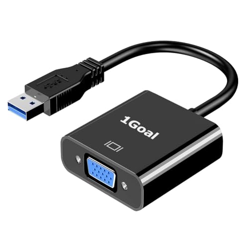 1Goal USB to VGA Adapter for Monitor, VGA to USB 3.0/2.0 Converter 1080P Multi-Display Video Cable