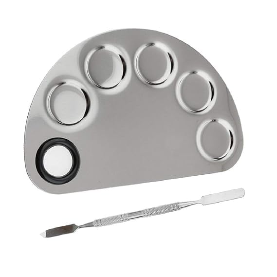 BANIRA Stainless Steel Cosmetic 5 Dip Makeup Mixing Color Mixing Palette with Spatula Tool Perfect