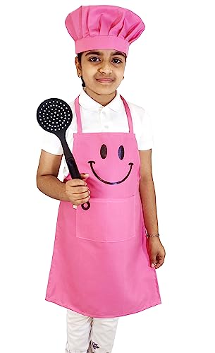 Switchon Polyester Waterproof Adjustable Kids Multi purpose Cooking Apron with a chef cap School