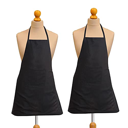 Yellow Weaves™ Waterproof Free Size Aprons Set of 2 Pcs Black Color - 22 X 30 Inches