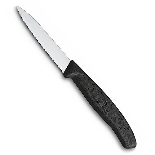 Victorinox, Swiss Classic KITCHEN KNIFE/ PARING KNIFE/ VEGETABLE KNIFE, 8 cm, wavy edge - BLACK