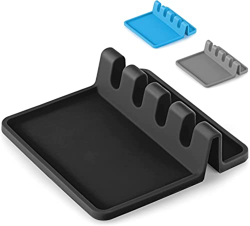 Zeinwap Utensil Storage Rack - 4 Slots Silicone Spoon Rests Mat Stand Heat Resistant Cooking Spatula