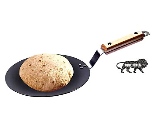 XL Kitchen Iron Concave Tawa 25 cm with Wooden Handle, Roti Tawa, Dosa Tawa