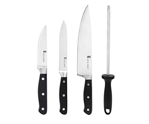 Amazon Brand - Solimo Premium High-Carbon Stainless Steel Kitchen Knife Set, 4-Pieces (with