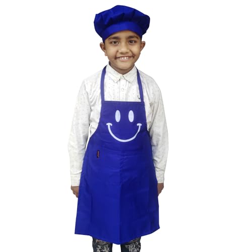 Switchon Polyester Waterproof Adjustable Kids Multi purpose Cooking Apron with a chef cap School