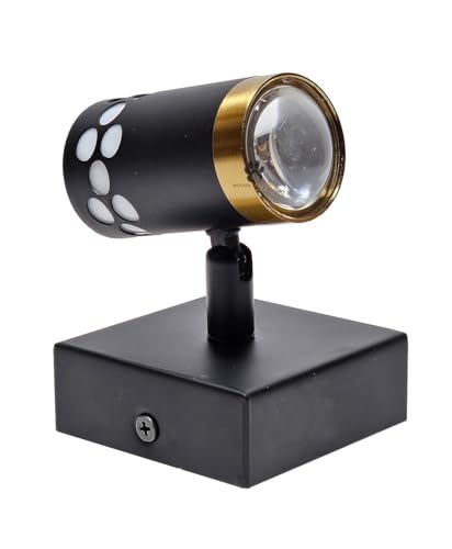 Mufasa 4 Watts Black Body Golden Finish LED Spot Focus Wall Light with 3 Step Light (White,Warm