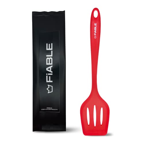 FiABLE Premium Big Silicone Turner Spatula - Perfectly Angled | 30cm by 8cm - 1 Year Warranty -