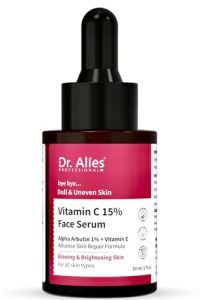 Dr. Alies - Professional 15% Vitamin C Face Serum With Power of 1% Alpha Arbutin, Vita-E, Ferulic