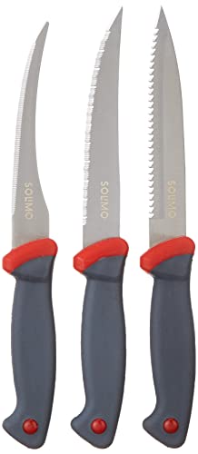 Amazon Brand - Solimo Premium High-Carbon Stainless Steel 3 Piece Knife Set | Tomato, Laser &