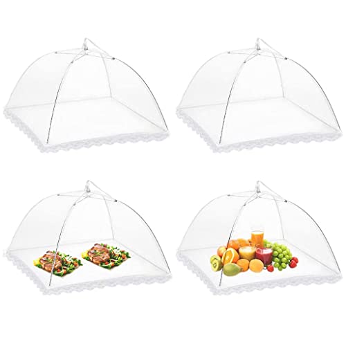 HASTHIP® 4 Pack Food Cover Tents, 17 inch Pop-Up Mesh Food Covers Tent Umbrella, Reusable and