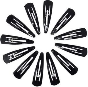On Blow Tic Tac Hair Pins | Snap Tik Tak Hair Clips (Pack of 24) Metal Black Color (5.5 cm) for