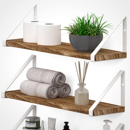 OrganizeMee Wooden Decorative Corner Shelves for Living Room,Floating Shelf for Wall,with Metal