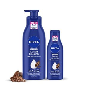 NIVEA Cocoa Nourish Body Lotion, 48H Deep Moisturization, for Very Dry Skin, Home & Travel Kit,
