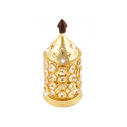 Shubhkart Nitya Crystal Deep Small Decorative Brass Crystal Oil Lamp, Diwali Decoration Item -