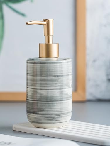 UMAI Liquid Soap Dispenser | Stoneware | Bathroom Sanitizer, Lotion, Shampoo Dispenser | Ceramic