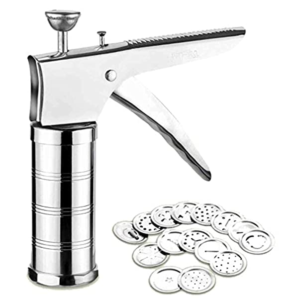 VIZORA Stainless Steel Kitchen Press with 15 Different Types of Jalies, Sev Maker/Idiyappam