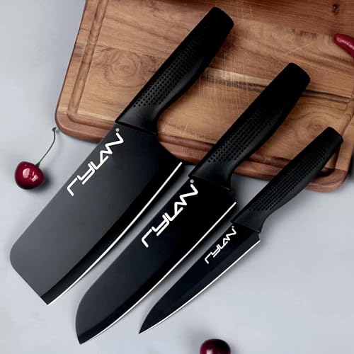 DHRUVINE Stainless Steel 3 Pieces Professional Kitchen Knife Set, Meat Knife, Chef's Knife with