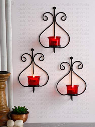 Collectible India Metal Candle tealight Holder Wall sconces Hanging for Home Decoration (Pack of 3)