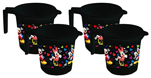 Kuber Industries Disney Team Mickey Print 4 Pieces Unbreakable Strong Plastic Bathroom Mug,500 ML