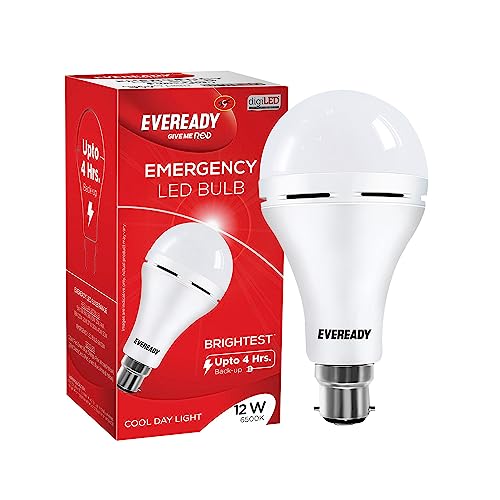 Eveready 12W B22D Emergency Inverter LED Bulb| Cool Day Light (6500K) | Energy Efficient | 4 Hour