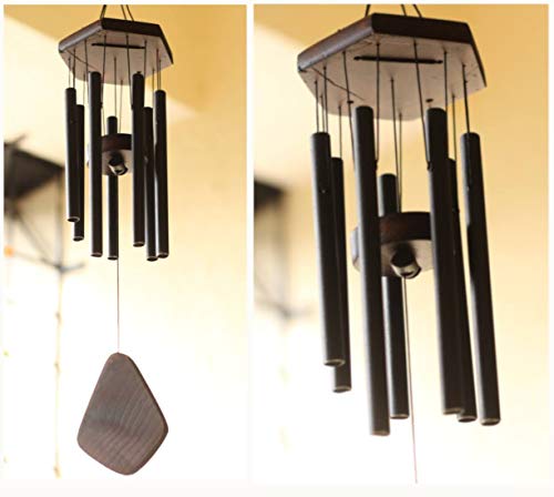 Lilone 7 Pipe Black Wind Chimes for Home Positive Energy | Windchimes for Balcony Bedroom with Sweet