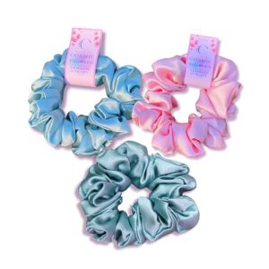 Celesti Skin Scrunchies For Women Pack of 3 | Satin Scrunchies Set | Stylish Hair Accessories Ties